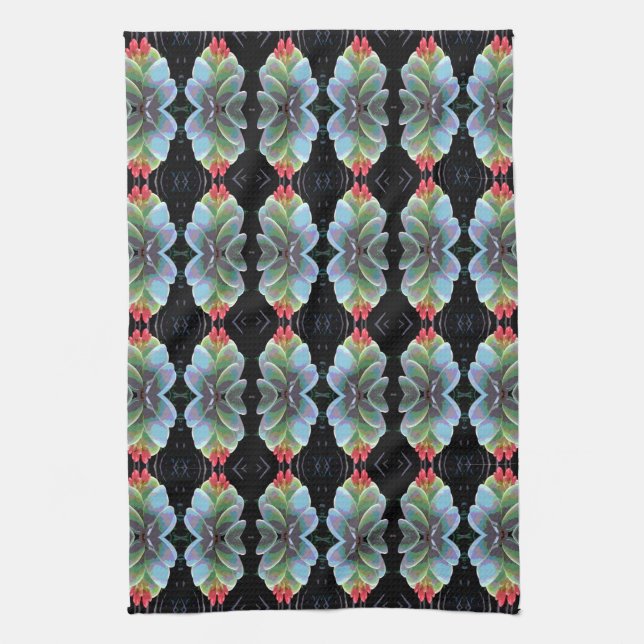 Flowering Cactus Pattern Tea Towel (Vertical)