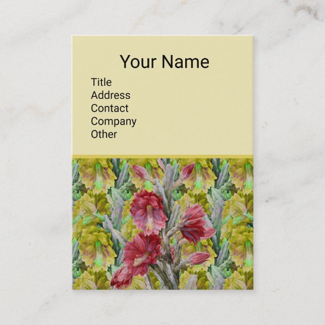 FLOWERING CACTUS ,RED PINK YELLOW FLOWERS  Floral Business Card (Front)