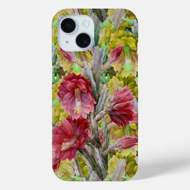 FLOWERING CACTUS ,RED PINK YELLOW FLOWERS  Floral Case-Mate iPhone Case (Back)