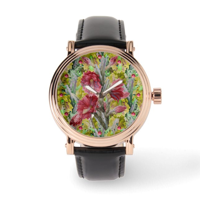 FLOWERING CACTUS ,RED PINK YELLOW FLOWERS  Floral Watch (Front)