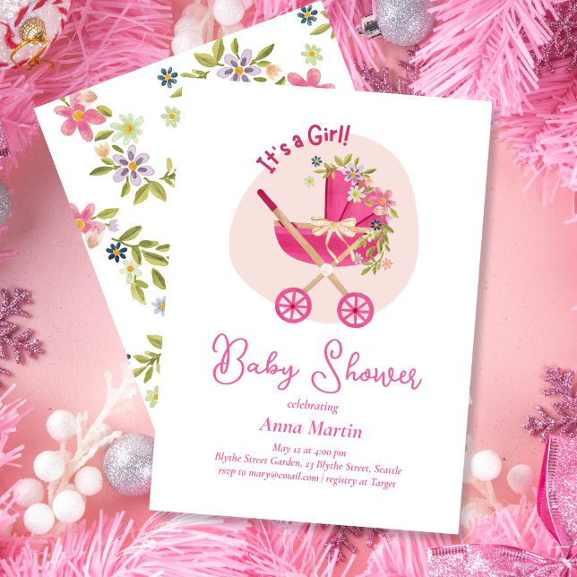 Flowering Carriage Baby Shower Invitation (Creator Uploaded)
