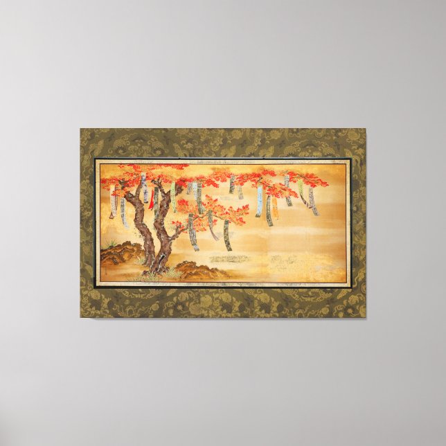 Flowering Cherry and Autumn Maples with Poem Slips Canvas Print (Front)