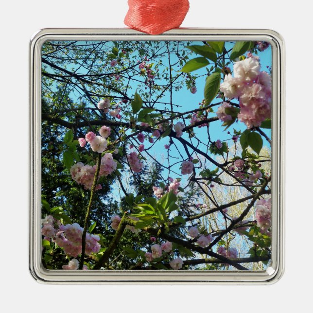 Flowering Cherry, Blossom, Nature, Pink Flower Metal Tree Decoration (Front)