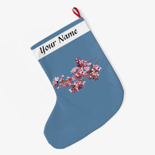 Flowering Cherry Branch in Sunshine Large Christmas Stocking