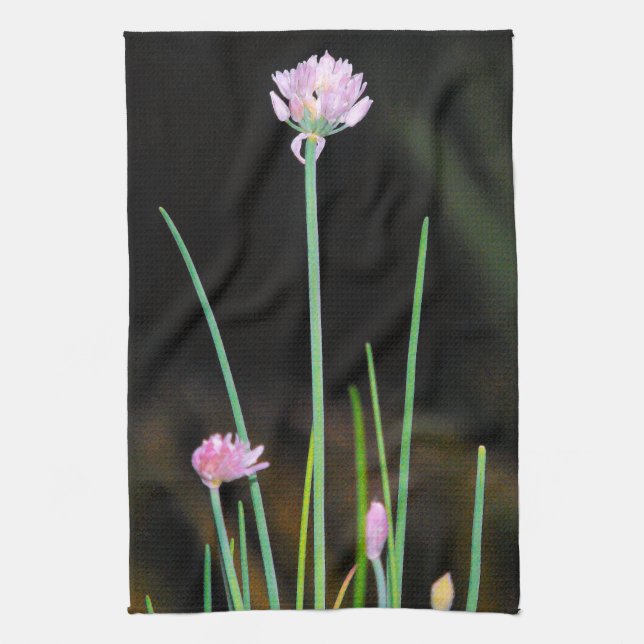 Flowering Chives Tea Towel (Vertical)