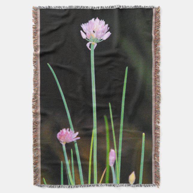 Flowering Chives Throw Blanket (Front Vertical)