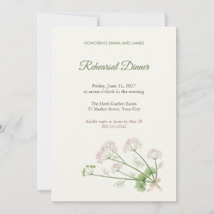 Flowering Coriander Rehearsal Dinner Invitation