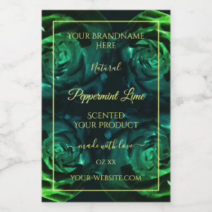 Flowering Dark Green and Teal Roses Product Labels