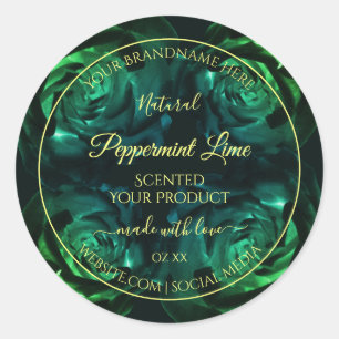 Flowering Dark Green and Teal Roses Product Labels