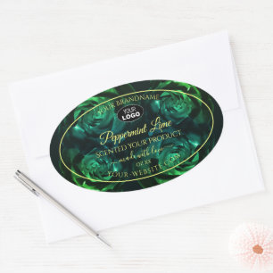 Flowering Dark Green Teal Roses Product Label Logo