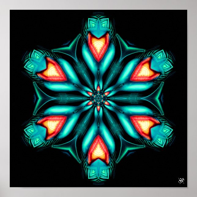 Flowering death v1 - colourful patterns pareidolia poster (Front)