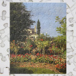 Flowering Garden at Sainte Adresse by Claude Monet Jigsaw Puzzle<br><div class="desc">Flowering Garden at Sainte Adresse (1866) by Claude Monet is a vintage impressionism fine art floral nature painting. A beautiful spring season flower garden with blooming rose bushes in the backyard of a house. About the artist: Claude Monet (1840-1926) was a founder of the French impressionist painting movement with most...</div>