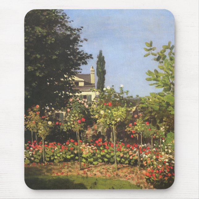 Flowering Garden at Sainte Adresse by Claude Monet Mouse Pad (Front)