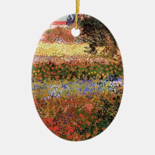 Flowering Garden by Vincent van Gogh Ceramic Tree Decoration (Front)