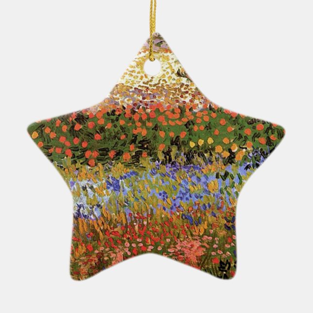 Flowering Garden,Vincent van Gogh. Ceramic Tree Decoration (Front)