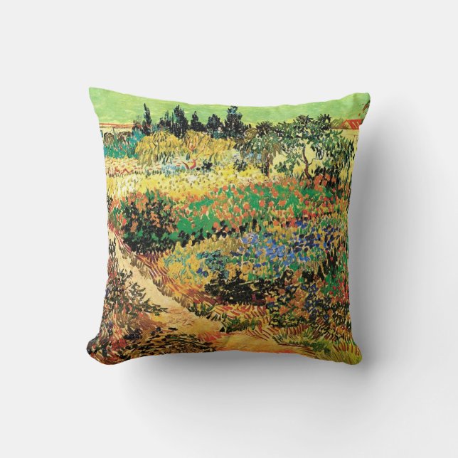 Flowering Garden with Path by Vincent van Gogh Cushion (Front)