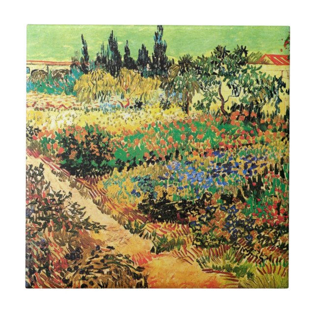 Flowering Garden with Path by Vincent van Gogh Tile (Front)