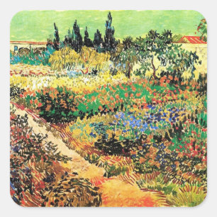 Flowering Garden with Path, van Gogh Square Sticker