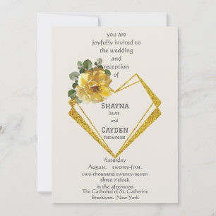 Flowering Geometric Heart Wedding Invitation