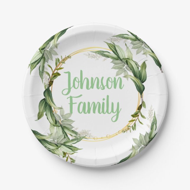 Flowering Olive Tree Branches  Paper Plate (Front)