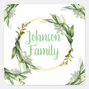 Flowering Olive Tree Branches Square Sticker