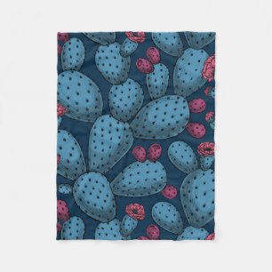 Flowering opuntia fleece blanket