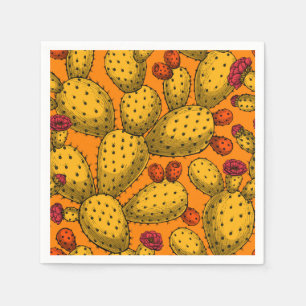 Flowering opuntia in yellow napkin