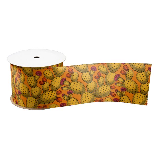 Flowering opuntia in yellow satin ribbon (Spool)