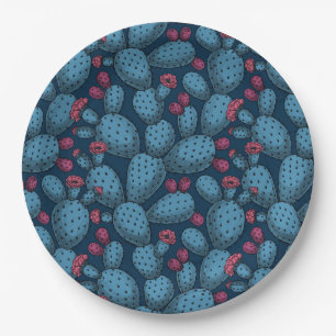 Flowering opuntia paper plate