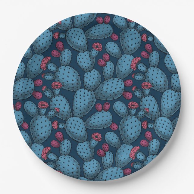 Flowering opuntia paper plate (Front)