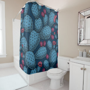Flowering opuntia shower curtain