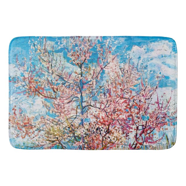 Flowering Peach Tree, Van Gogh Bath Mat (Front)