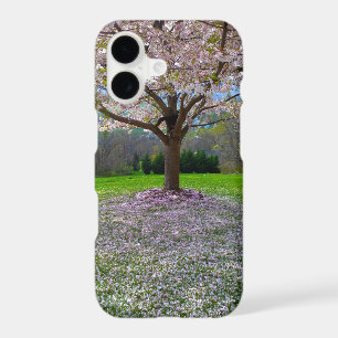 Flowering Pink Cherry Blossom Tree with Woods