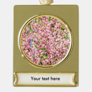 Flowering Plum Gold Plated Banner Ornament