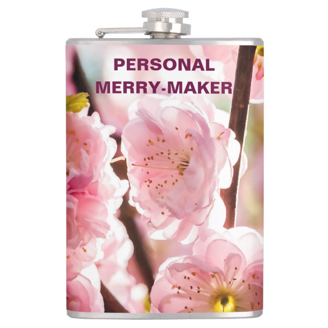 Flowering Plum - Pink Paradize Hip Flask (Front)