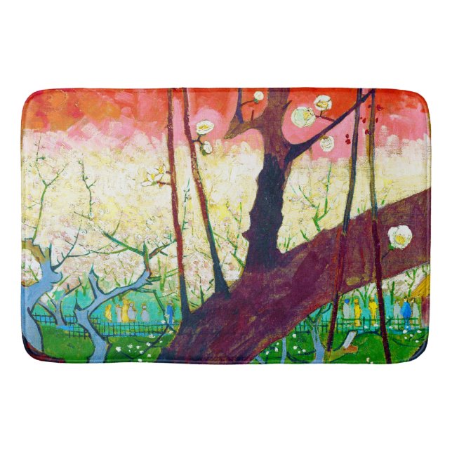 Flowering Plum Tree (after Hiroshige), Van Gogh Bath Mat (Front)