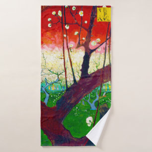 Flowering Plum Tree (after Hiroshige), Van Gogh Bath Towel
