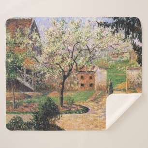 Flowering Plum Tree, Eragny Camille Pissarro   Sherpa Blanket