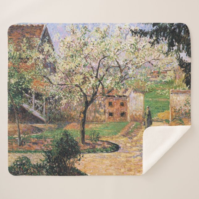 Flowering Plum Tree, Eragny Camille Pissarro   Sherpa Blanket (Front (Horizontal))