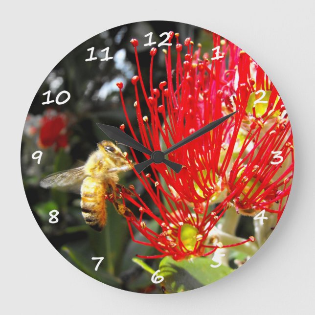 Flowering Pohutukawa Tree Large Clock (Front)