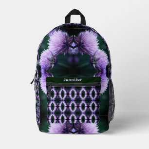 Flowering Purple Allium Abstract Personalised Printed Backpack