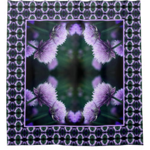 Flowering Purple Scallion Onion Abstract Shower Curtain
