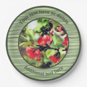 Flowering Quince Floral Art Personalized Party    Paper Plate