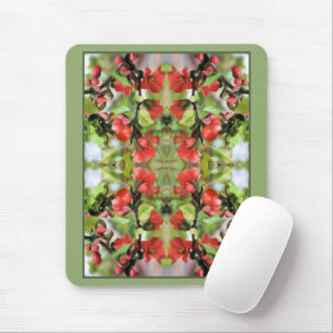 Flowering Quince Red Blossoms Abstract Mouse Pad