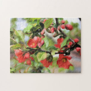Flowering Quince Red Blossoms Nature Jigsaw Puzzle