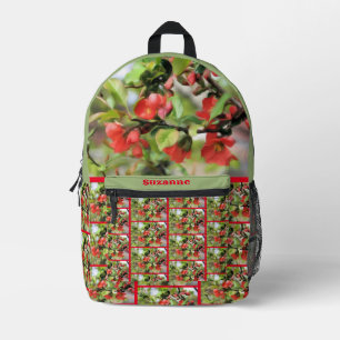 Flowering Quince Red Blossoms Personalised Printed Backpack