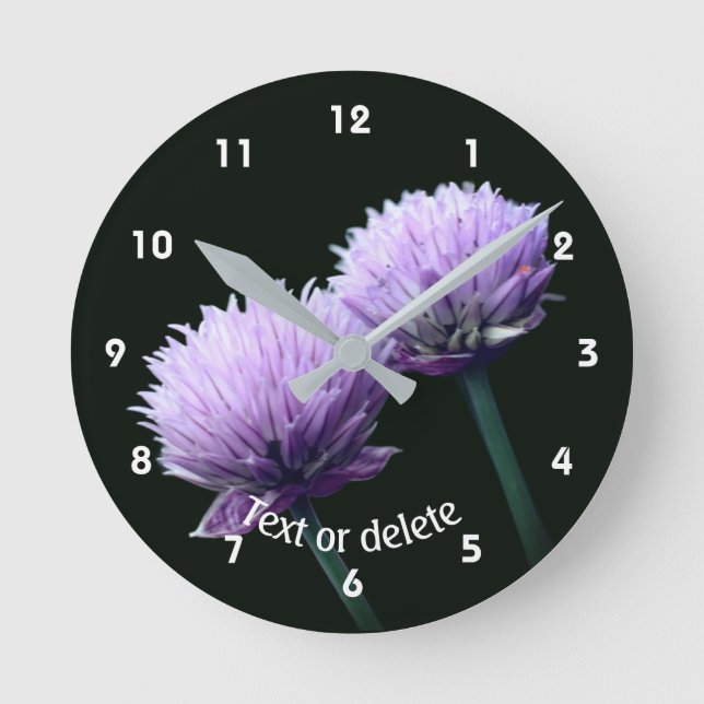 Flowering Scallion Allium Personalised Round Clock (Front)