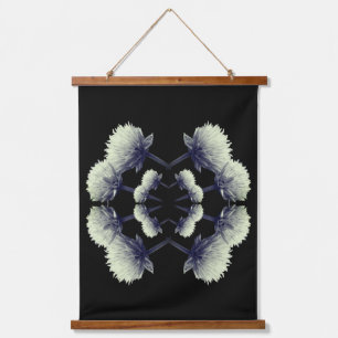 Flowering Scallions In Black And White Abstract Hanging Tapestry