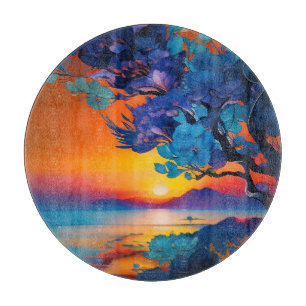 Flowering Tree at the Lake at Sunrise Cutting Board
