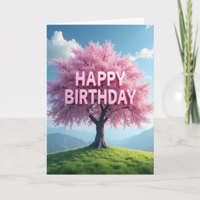 Flowering Tree Birthday Card (Front)